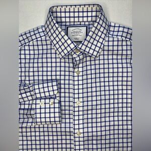 Charles Tyrwhitt Dress Shirt Men’s 16.5-33 Blue Plaid Long Sleeve